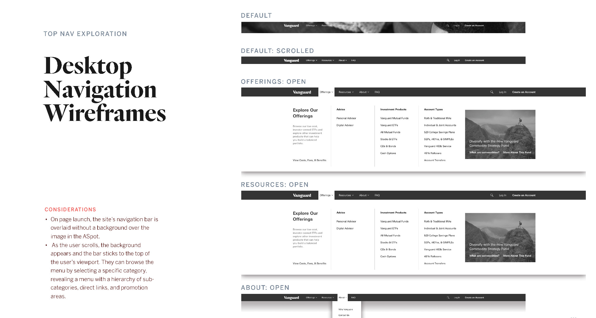 Navigation and information architecture exploration